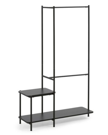 Kave Home Galatia Tøjstativ     Bøjlestang Og   Hylder Sort Melamin Og Metal  100x150