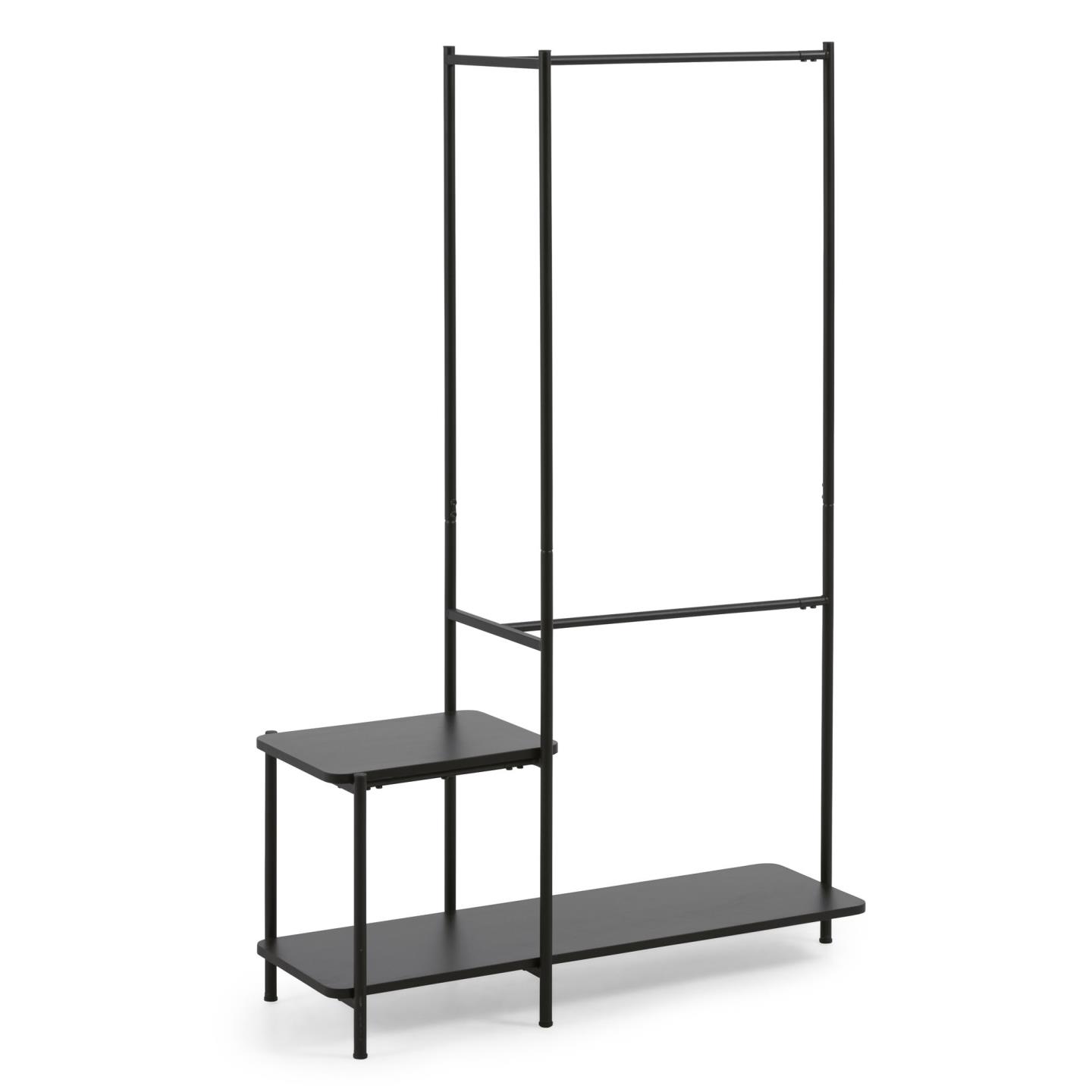 Kave Home Galatia Tøjstativ Bøjlestang Og Hylder Sort Melamin Og Metal 100x150
