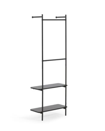 Kave Home Galatia Tøjstativ     Bøjlestang Og   Hylder Sort Melamin Og Metal  60x162