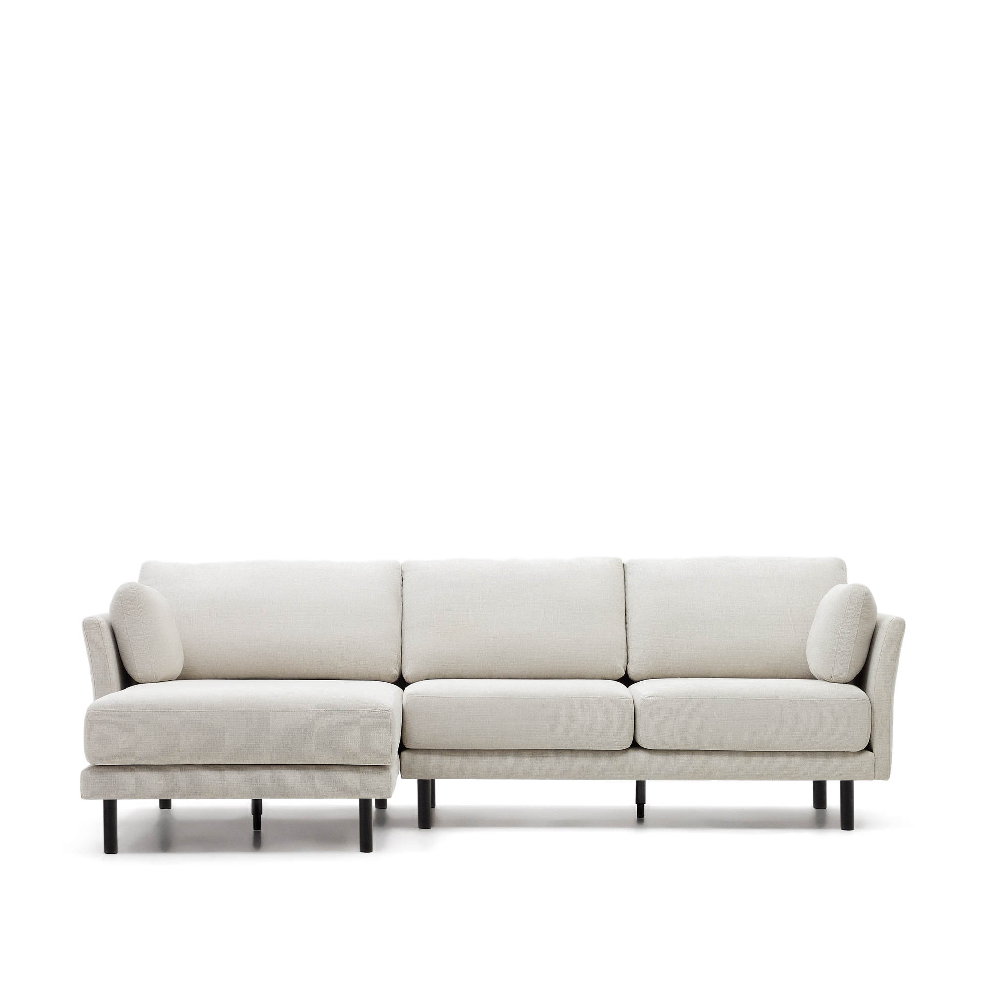 Kave Home Gilma Pers Sofa Højre Venstre Chaiselong Perlemor Chenille Og Sorte Ben 260cm