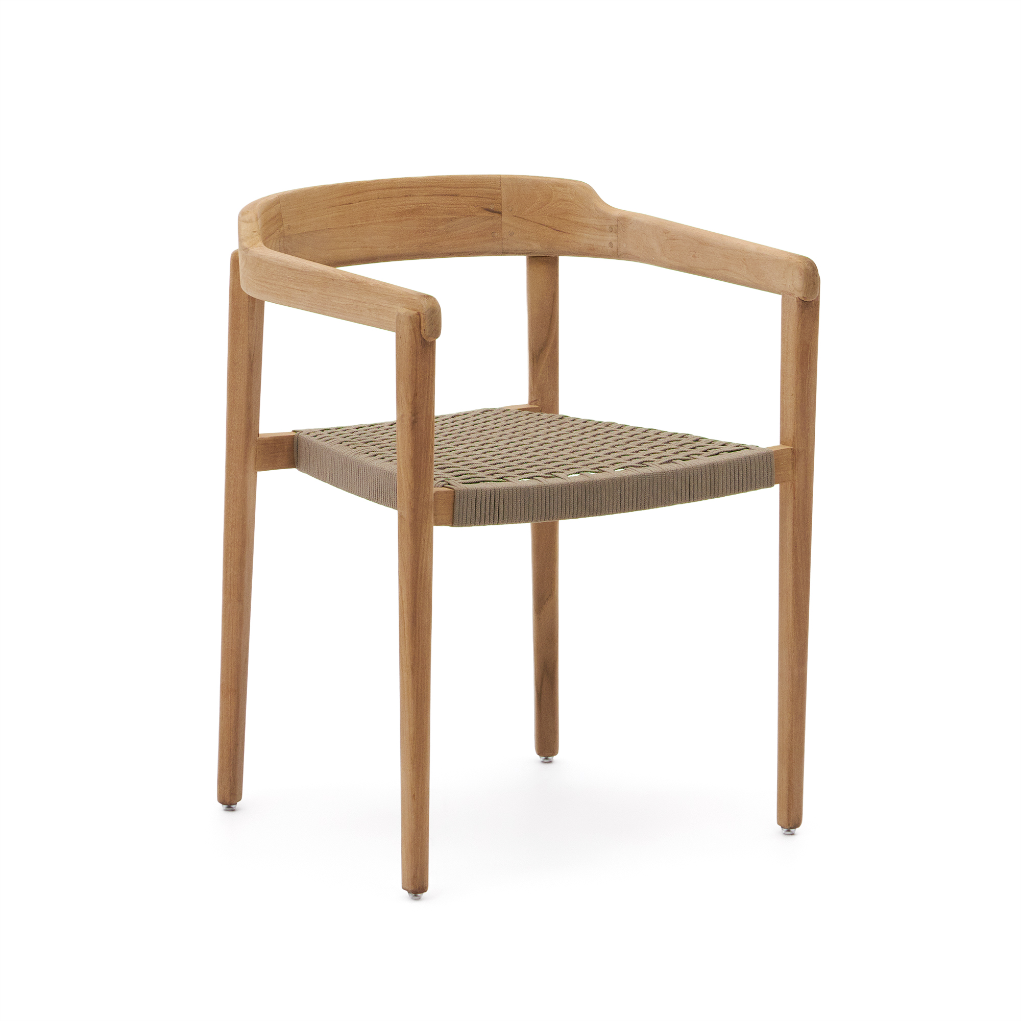 Kave Home Icaro Havestol Armlæn Stabelbar Beige Reb Og Natur Teaktræ