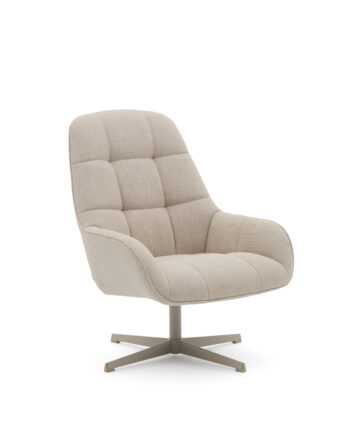 Kave Home Jaspe Drejestol     Armlæn Beige Stof Og Grå Metal