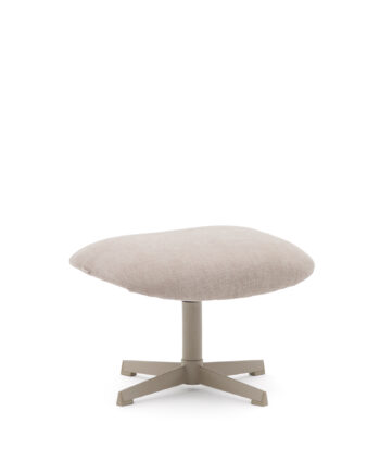 Kave Home Jaspe Fodskammel Beige Stof Og Grå Metal  58x42