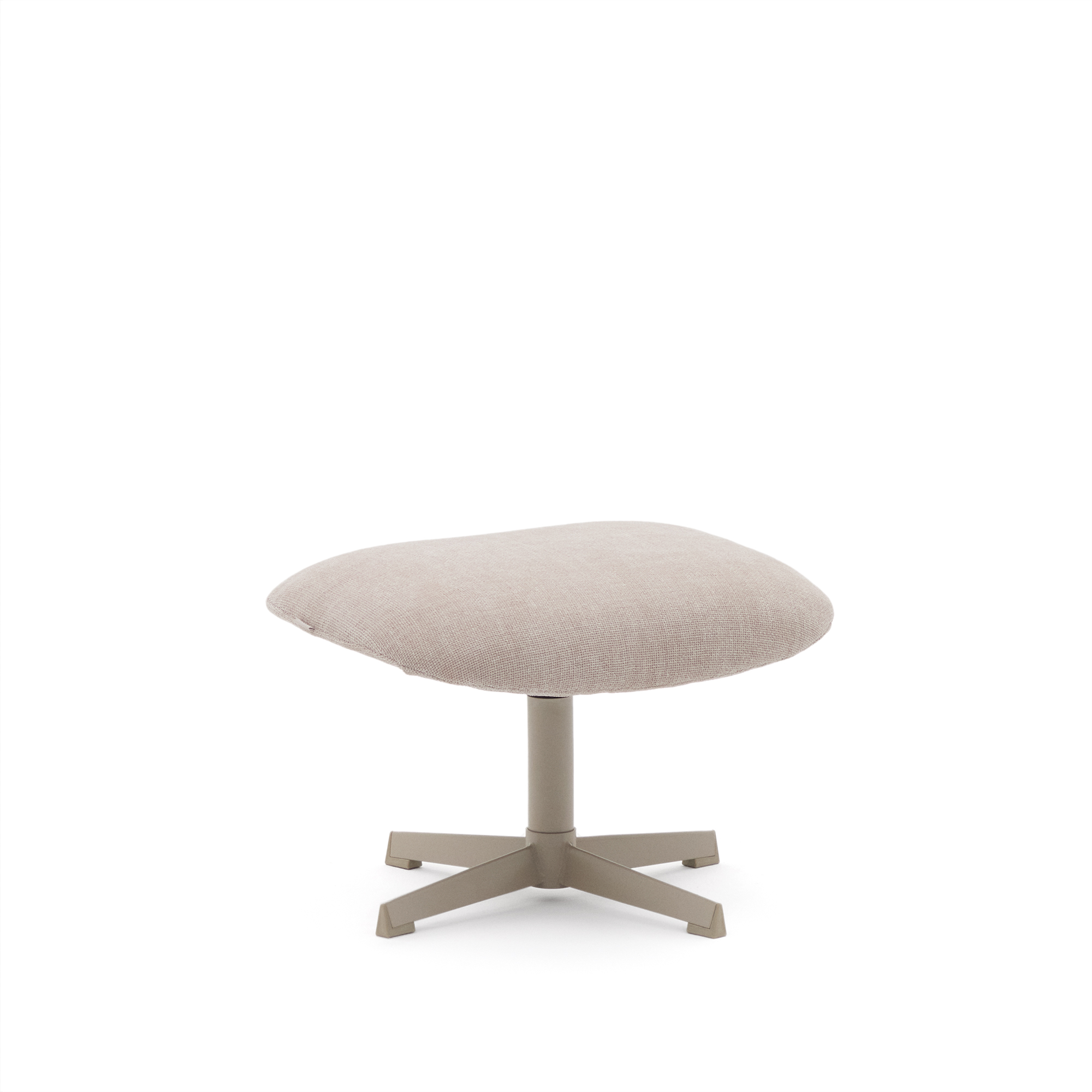 Kave Home Jaspe Fodskammel Beige Stof Og Grå Metal 58x42