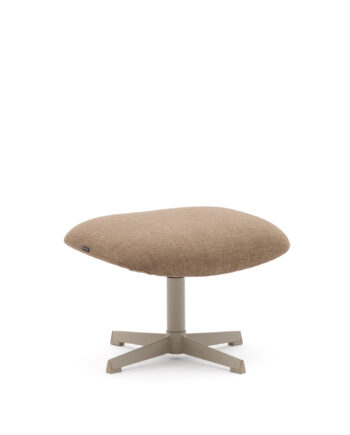 Kave Home Jaspe Fodskammel Lysebrun Stof Og Grå Metal  58x42