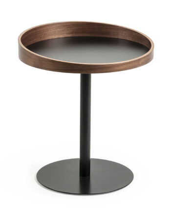 Kave Home Karlin Sidebord Brun Valnøddefinér Og Metal  Rund  ø46