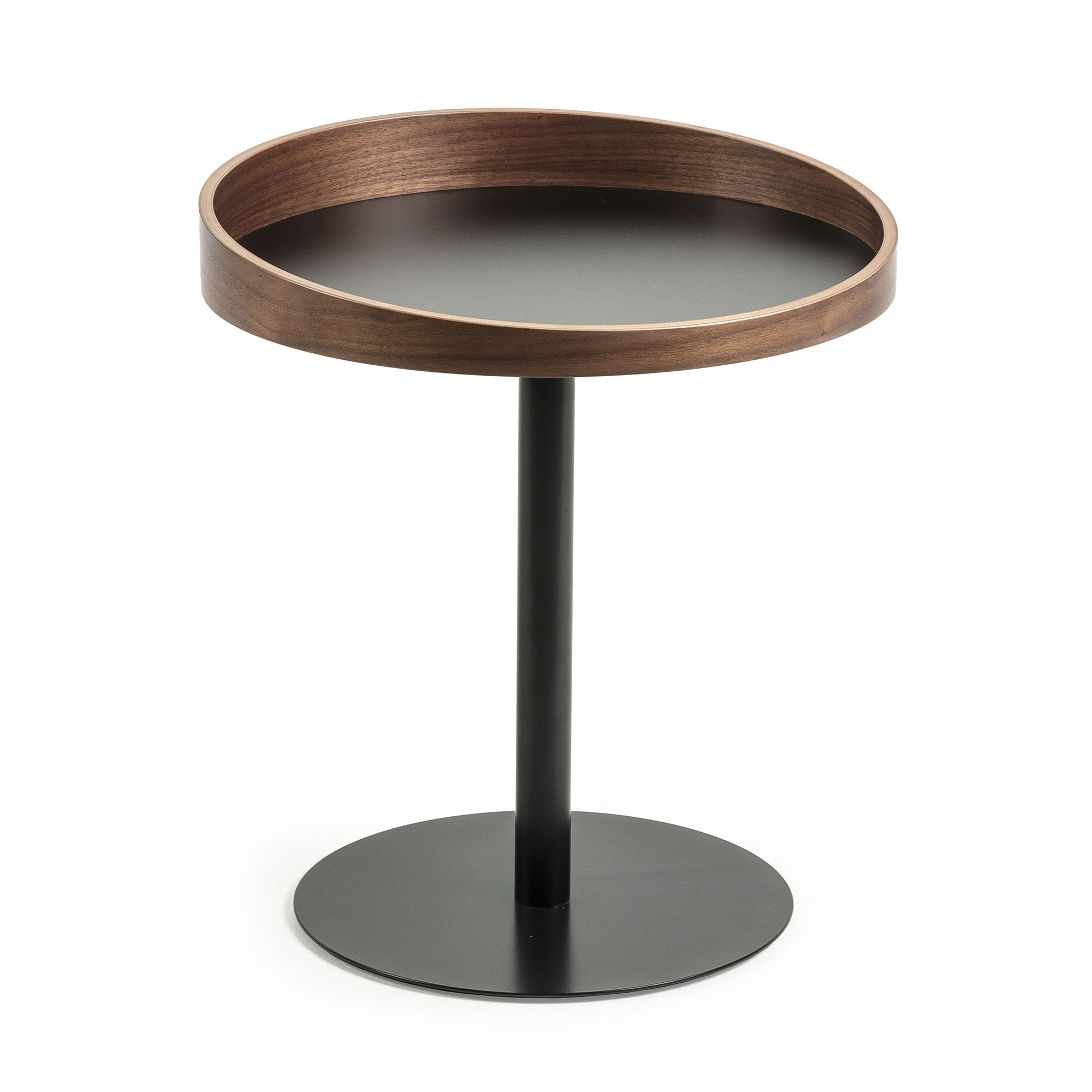 Kave Home Karlin Sidebord Brun Valnøddefinér Og Metal Rund ø46
