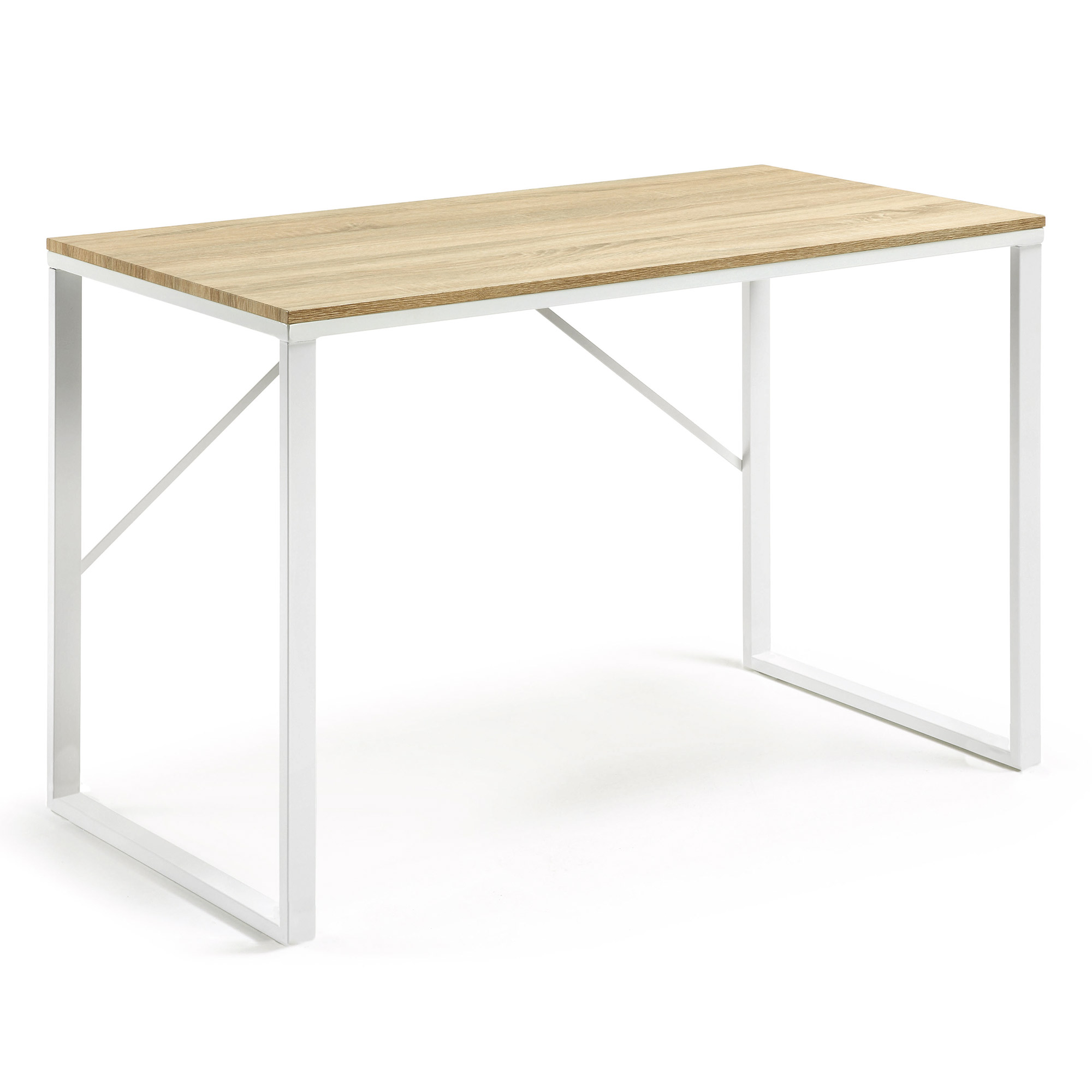 Kave Home Lisbet Skrivebord Hvid Natur Metal Mdf Rektangulær 120x60