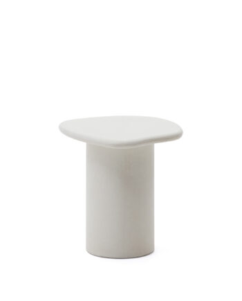 Kave Home Macarella Udendørs Sidebord  Organisk Hvid Cement  48x47