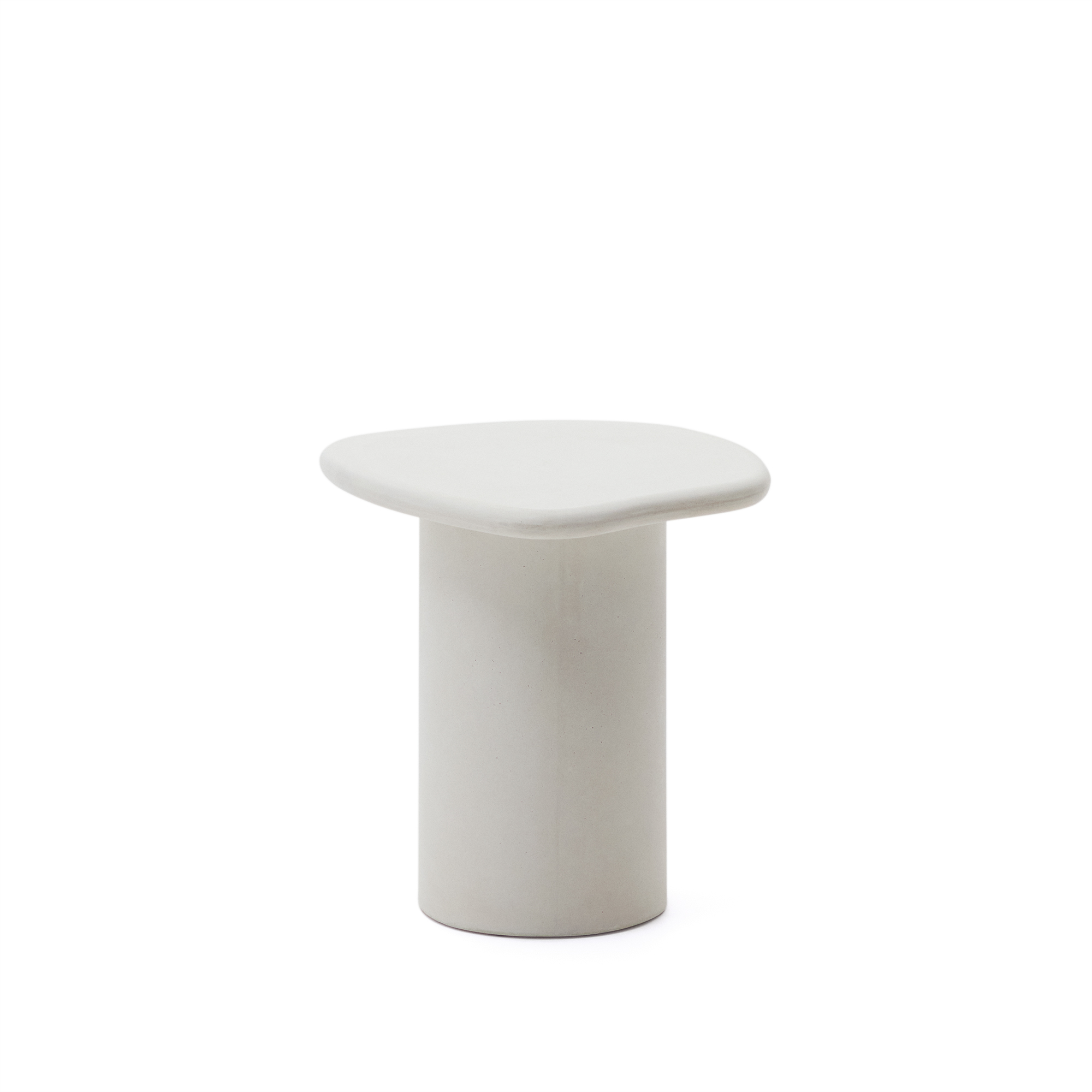 Kave Home Macarella Udendørs Sidebord Organisk Hvid Cement 48x47