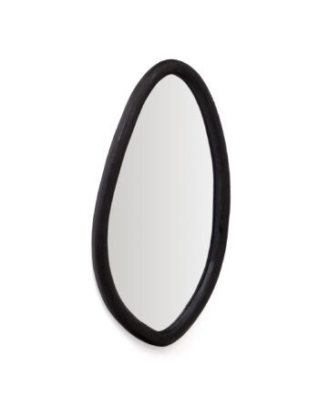 Kave Home Magrit Vægspejl  Asymmetrisk Spejlglas Og Sort Mungur Træ  ø110x60