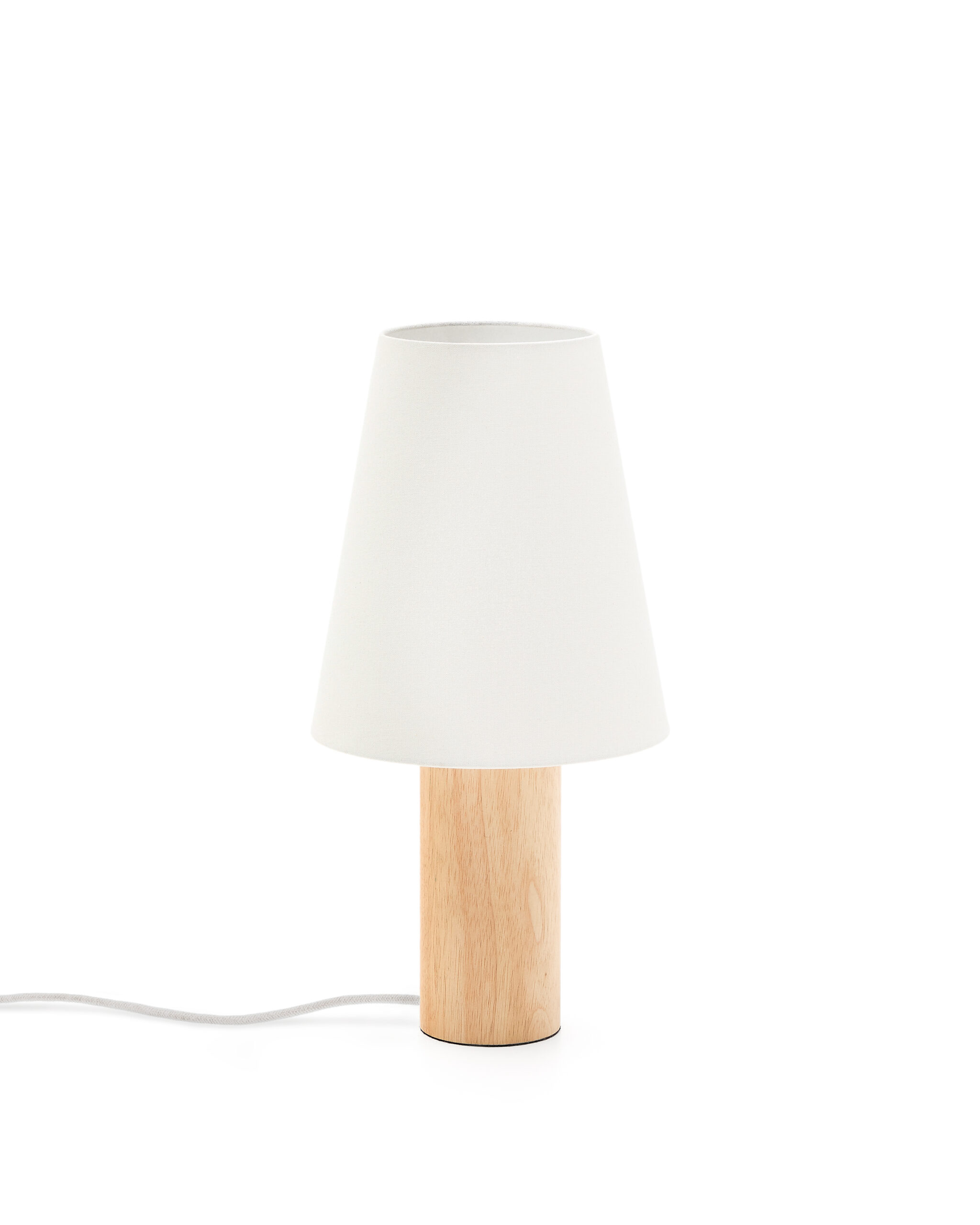 Kave Home Marga Bordlampe Elfenben Bomuld Og Natur Gummitræ