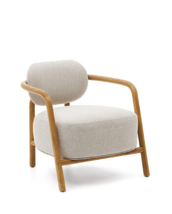 Kave Home Melqui Lænestol     Armlæn Beige Og Natur Egetræ