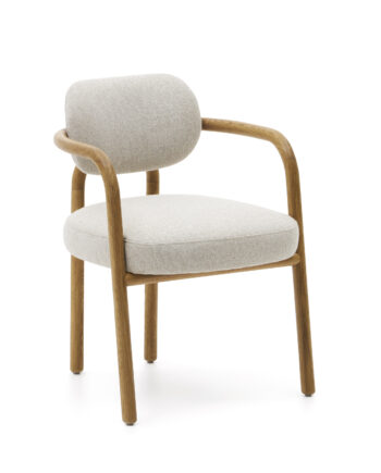 Kave Home Melqui Lænestol     Armlæn Beige Og Natur Egetræ