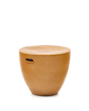 Kave Home Mesquida Udendørs Sidebord  Rund Sennepsfinish Keramik  ø45