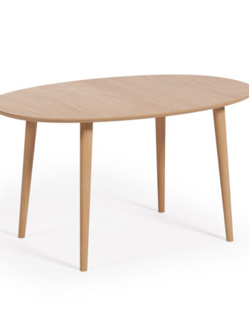 Kave Home Oakland Spisebord       Tillægsplader Natur Egefinér Og Natur Gummitræ  140 220 X90