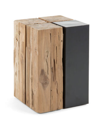 Kave Home Ognak Sidebord Natur Teaktræ Og Metal  Kvadratisk  29x29