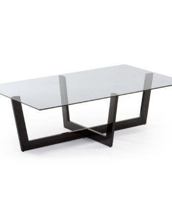 Kave Home Plum Sofabord Grå Sort Glas Stål  Rektangulær  120x70