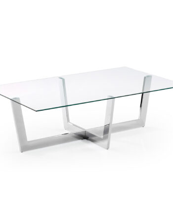 Kave Home Plum Sofabord Klar Sølv Glas Stål  Rektangulær  120x70