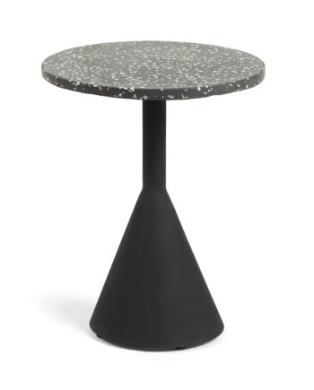 Kave Home Rund Melano Sidebord Sort Terrazzo Metal  ø40