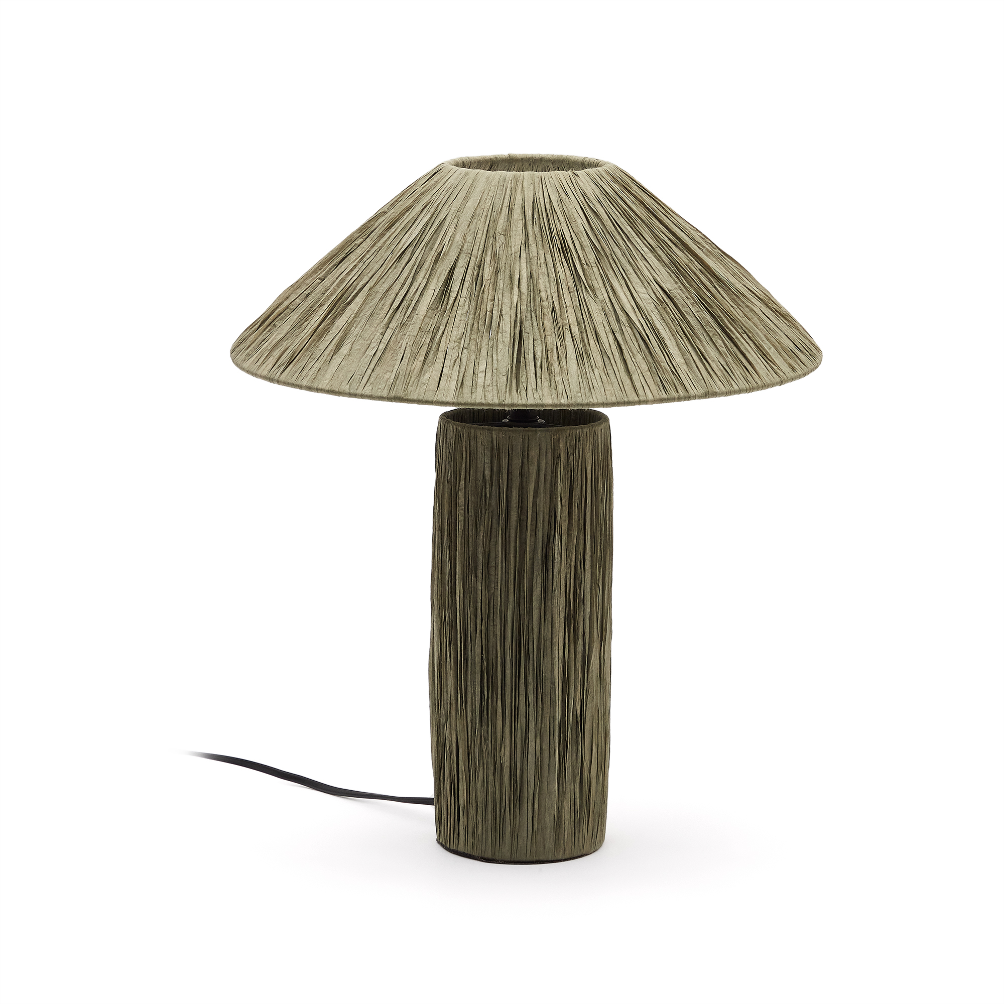 Kave Home Samse Bordlampe Grøn Polyrattan Rattan