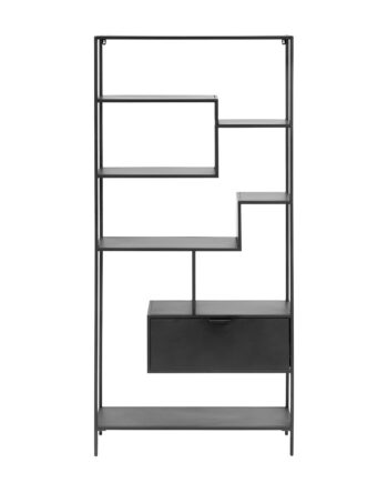 Kave Home Shantay Reol     Skuffe Sort Stål   :168cm X80cm   31cm