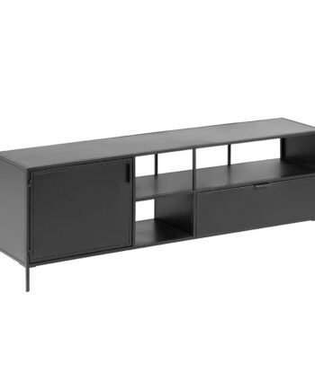 Kave Home Shantay Tv-bord       Låge Og   Skuffe Sort Stål  150xx 50