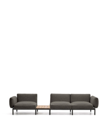 Kave Home Sorells Udendørs Modulær  -pers  Hjørnesofa Grå Stof Og Grå Aluminium