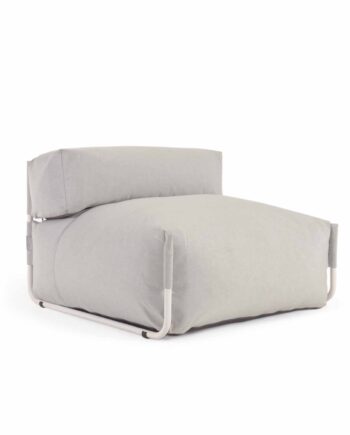 Kave Home Square Modul Til Havesofa     Ryglæn Lysegrå Stof Og Hvid Aluminium  101x101