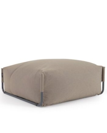 Kave Home Square Puf Modul Til Havesofa Grøn Stof Og Sort Aluminium  101x101