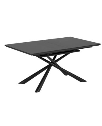 Kave Home Theone Spisebord     Butterflybordplade Klar Glas Og Sort Stål  160 210 X90