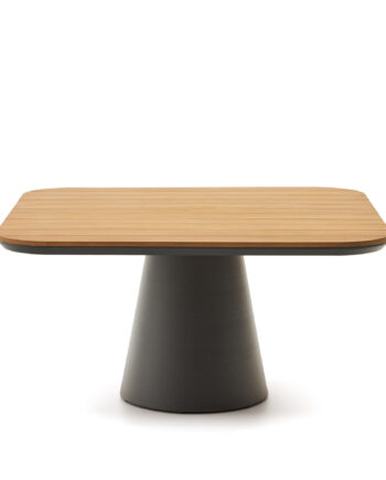 Kave Home Tudons Havebord  Kvadratisk Teaktræ Og Grå Aluminium  148x148
