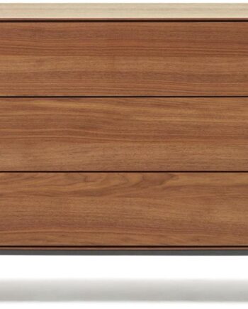 Kave Home Vedrana Kommode Push-to-open   Skuffer   Valnøddefinér   Antracit Stål H75xb110xd40 Cm Mørk Natur Sort
