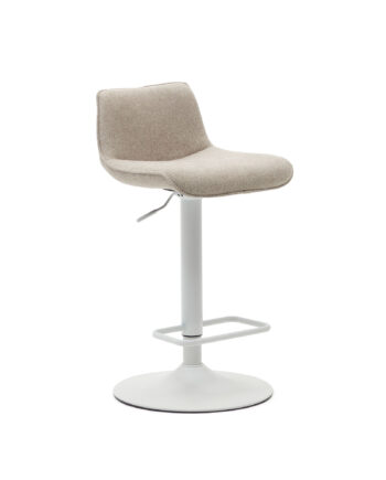 Kave Home Zenda Barstol     Ryglæn Og Fodstøtte Beige Chenille Og Mat Hvid Stål   :81-102