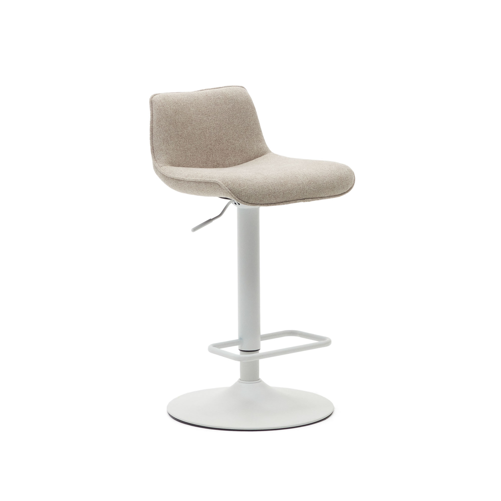Kave Home Zenda Barstol Ryglæn Og Fodstøtte Beige Chenille Og Mat Hvid Stål :81-102