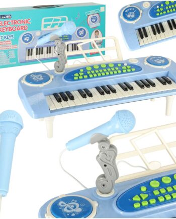 Keyboard Til Børneklaver Interaktivt Orgel 37 Tangenter Mikrofon Stativ Blå