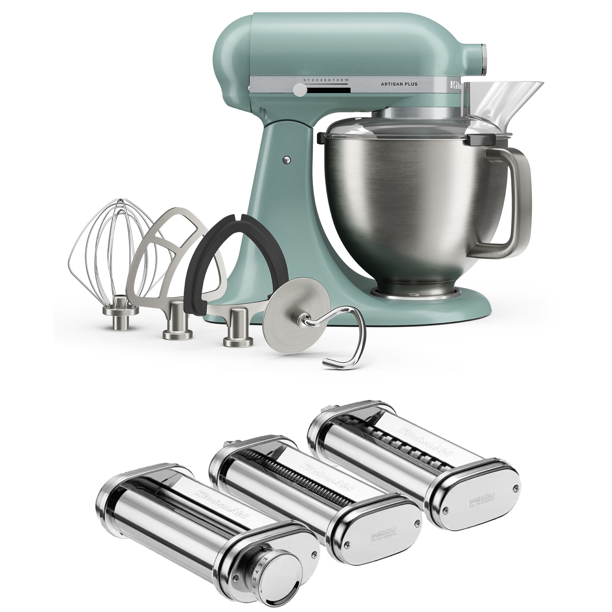 Kitchenaid Artisan Plus Køkkenmaskine     Liter Med Pasta-sæt  Mint Julep