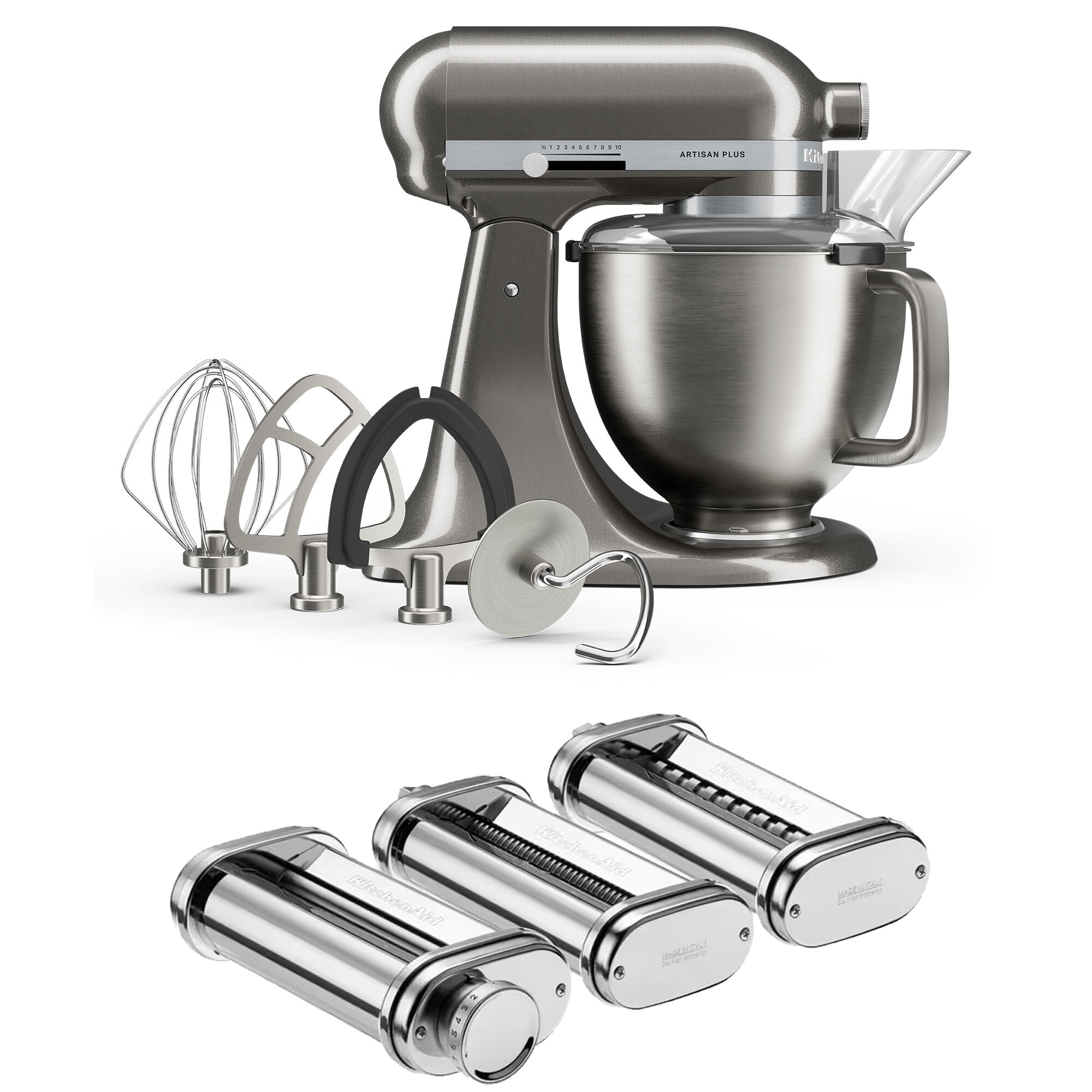 Kitchenaid Artisan Plus Køkkenmaskine     Liter Med Pastasæt  Medallion Silver