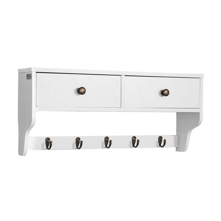 Knagerække Med   Skuffer  60x14 Cm  Hvid
