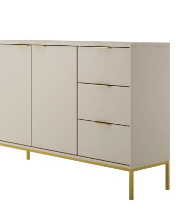 Kocot Austin Kommode       Låger    Hylder Og   Skuffer Cashmere Lamineret Spånplade Og Guld Stål