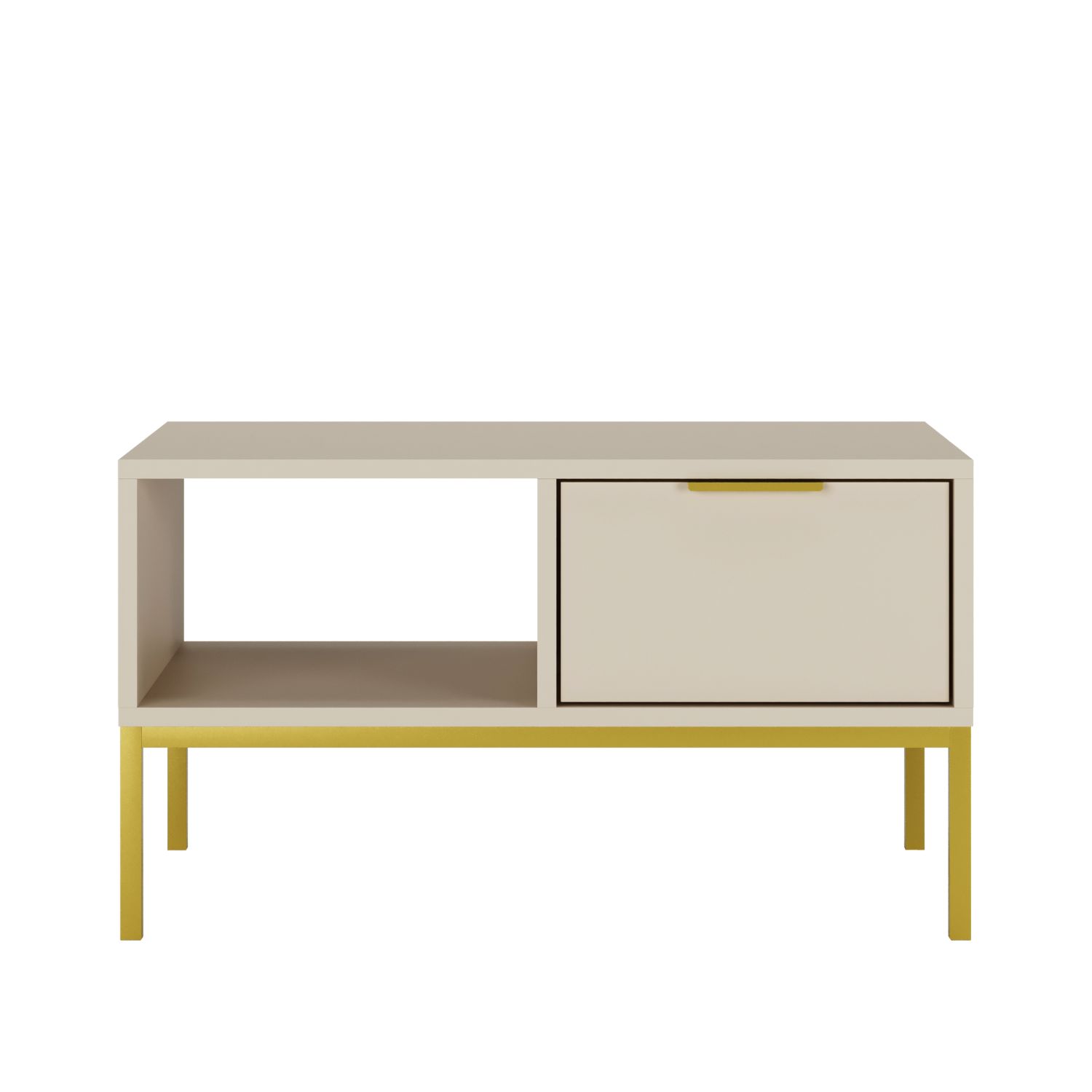 Kocot Austin Sofabord åben Hylde Skuffer Cashmere Lamineret Spånplade Guld Stål 100x60