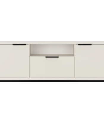 Kocot Austin Tv-bord 135       Låger    Hylde    Skuffe Hvid Laminat Og Sort Stål  135x33