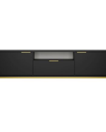 Kocot Austin Tv-bord 175       Låger    Hylde    Skuffe Sort Laminat Og Guld Stål  175x33