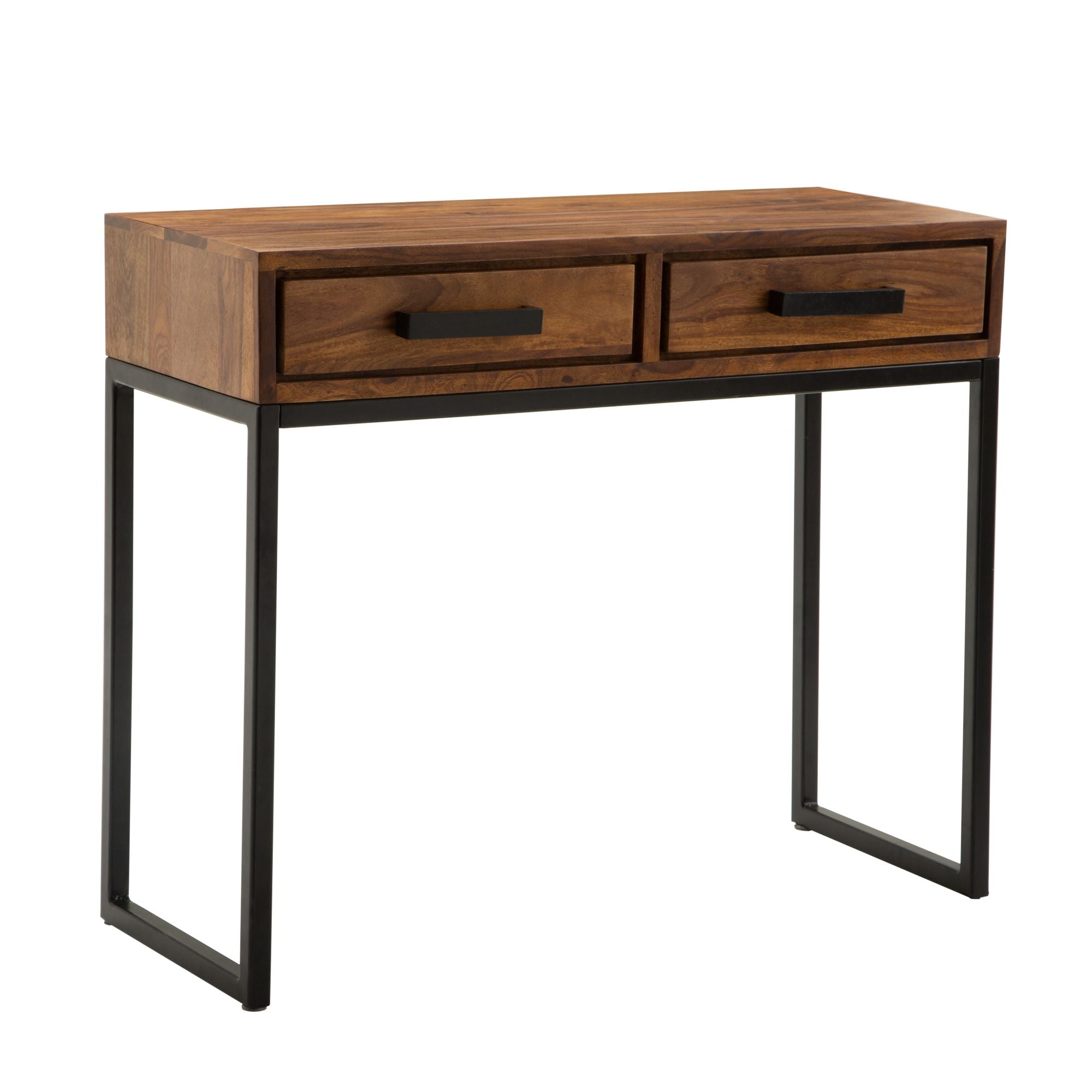 Konsolbord Massivt Træ Metal 90x76x36 Cm Brun