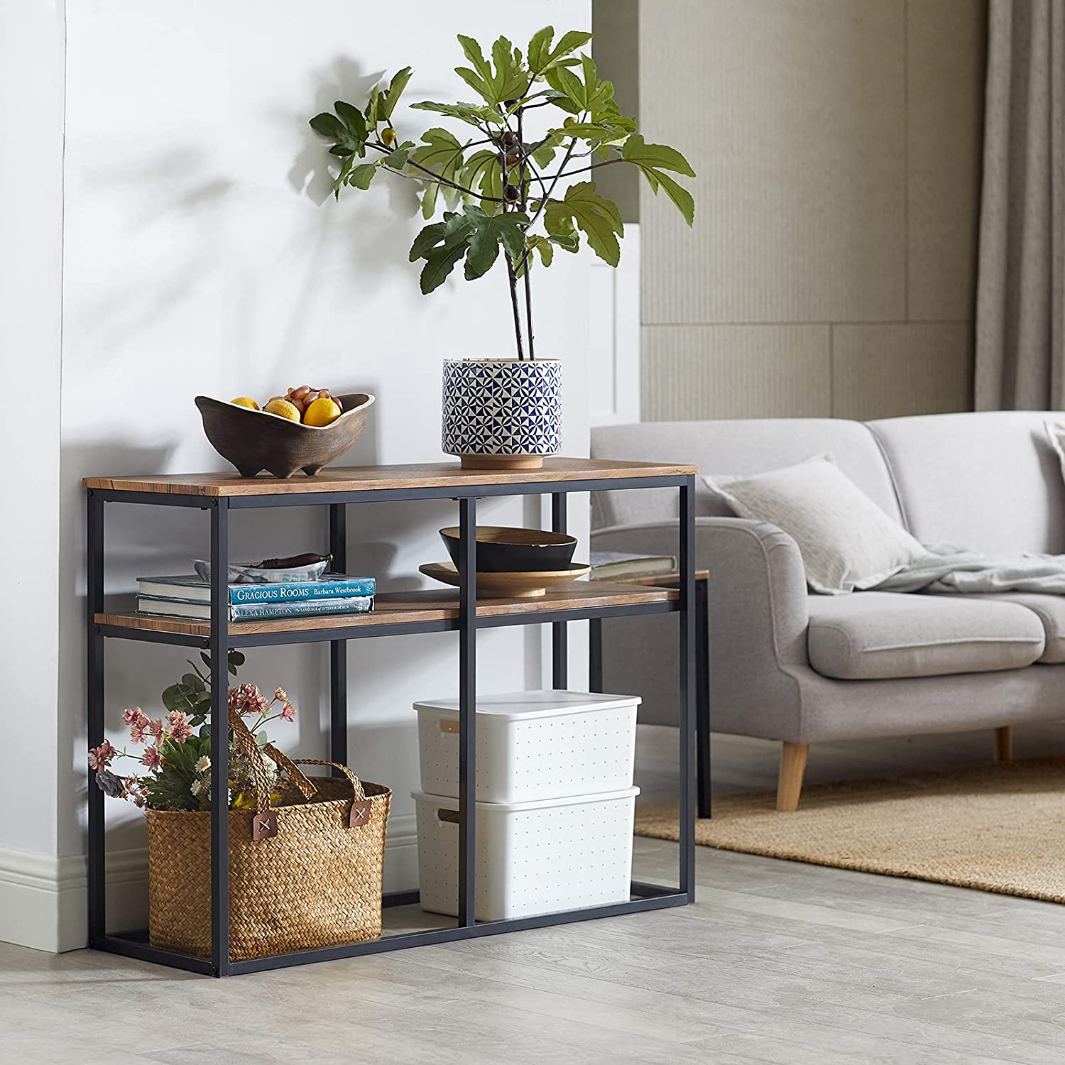 Konsolbord   Retro-look Med   Hylder  Brun  107   77   36 Cm
