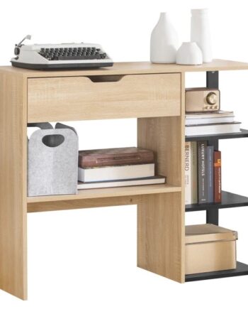 Konsolbord Med Skuffe Og Reol  102x36 X81 Cm  Naturfarvet