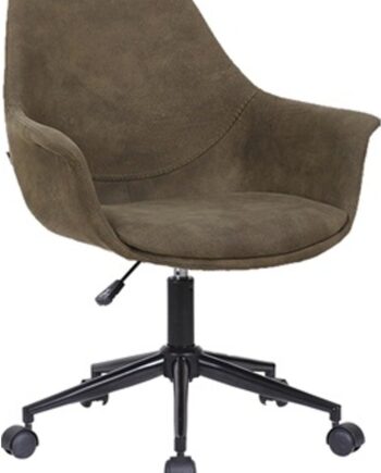 Kontorstol House Of Sander Edda   Oliven Polyester Imiteret Ruskind Ergonomisk Arbejdsstol Med Hjul