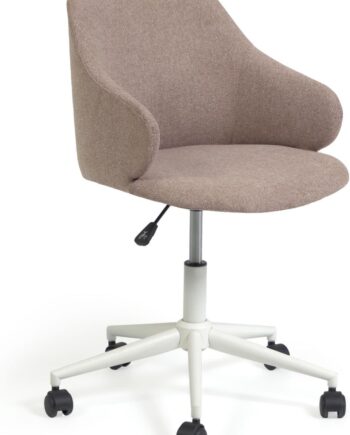 Kontorstol Kave Home Einara Polstret Lyserød Stof Nordisk Design Gaslift Drejelig Armlæn