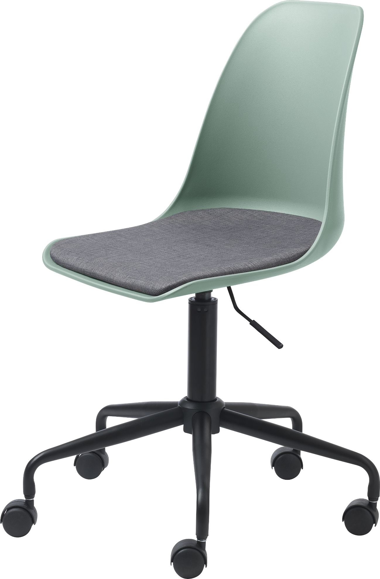 Kontorstol Nordique Design Whistler   Moderne Ergonomisk Arbejdskontorstol   Støvet Grøn Med Stofpolstring Og Hjul  H95ã B44 Cm