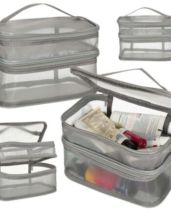 Kosmetik Rejsearrangør Foldbar Stablet Organizer Til Opbevaring Af Kosmetiktilbehør Grå